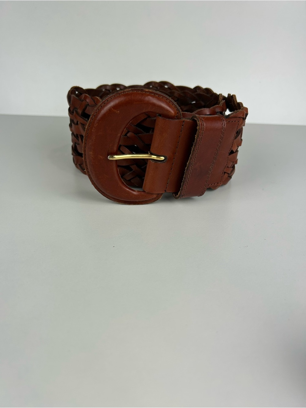 LADY CANTERBURY BROWN BRAIDED BOHO LEATHER BELT MEDIUM